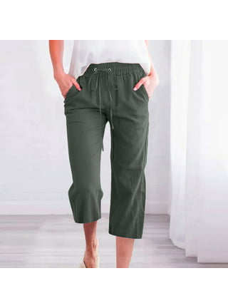 Linen Pants Women Summer Plus Size Casual Solid Color Comfy High Rise Pants  for Women Fashion Loose Fit Daily Linen And Cotton Lightweight Party