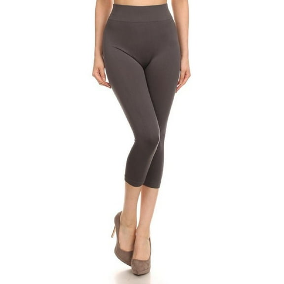 Women Capri Strechy Leggings Tights Slimming Seamless Pants, Charchol, One Size