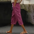 thumbnail image 1 of Women Capris Under $5! Cagogo Linen Capris Pants for Women Casual Summer Lightweight Cropped Pants Loose Drawstring Elastic Waisted Side Button Capri Beach Lounge with Pockets, 1 of 5