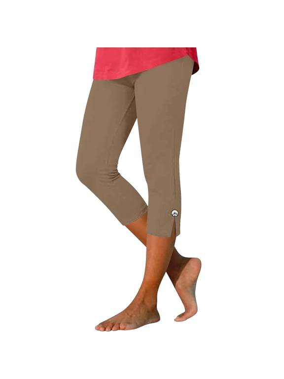 Women Capris High Waist Yoga Pants Comfy Stretchy Seamless Leggings Workout Compression Capri Pants Summer Casual Tights