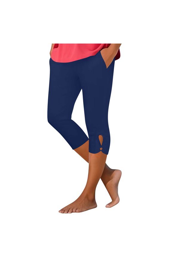 Women Capris High Waist Yoga Pants - Hollow Out Comfy Stretchy Summer Leggings Workout Yoga Athletic Compression Capri Pant