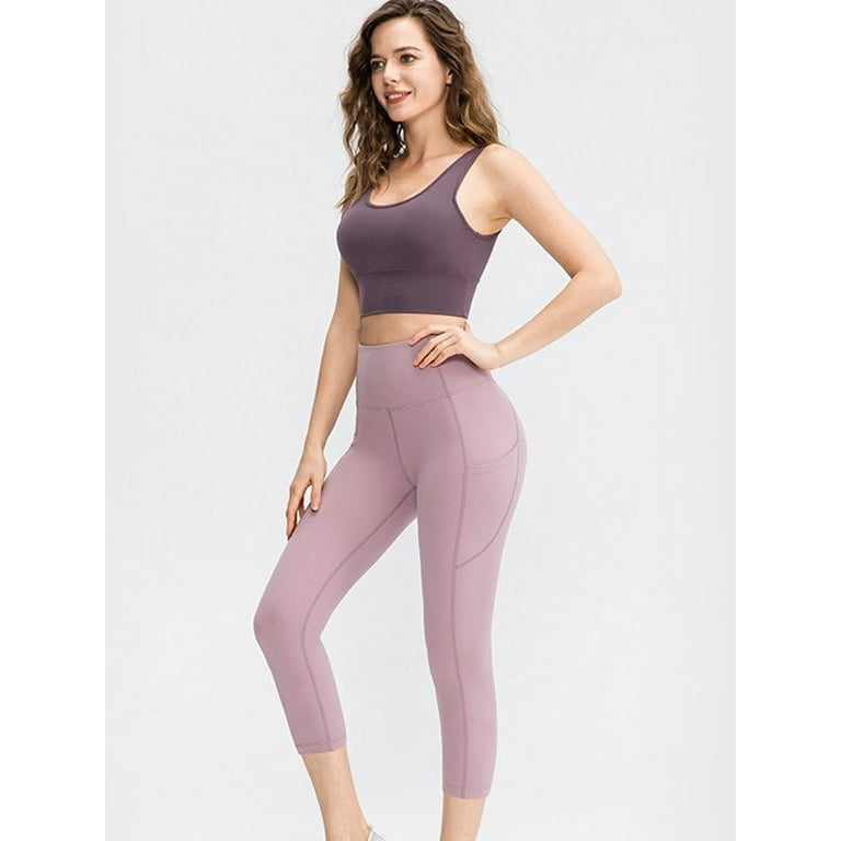 Women Capris Leggings with Pockets High Waist Workout Pants, Tummy