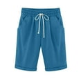 thumbnail image 1 of Women Capris Plus Size Lounge Shorts Cotton Linen Elastic High Waisted Drawstring Summer Casual Knee Pants Short, 1 of 6