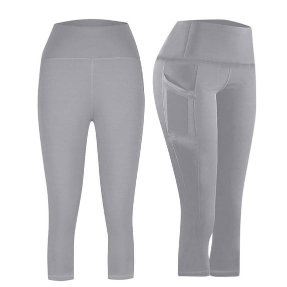 Womens Summer Capris Workout Out Pocket Leggings Fitness Sports Running Yoga Athletic Capris Pants