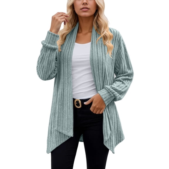 Women Cardigan Chunky Knit Long Sleeve d Scarf Collar Open Front Sweater Cozy Soft Casual Loose Fit Tops Lightweight Outwear Coats