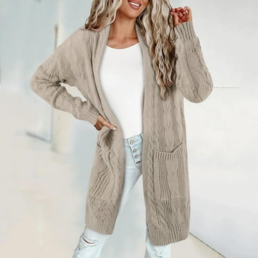 Women Cardigan Clearance Solid Casual Oversized Cardigan Long Sleeve 2024 Open Front Cardigans Knit Fall Lightweight Sweaters Sweater Clearance Sales Today Deals