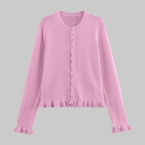 Sweater Cardigan Women Knit Button Light Pink Sweaters for Women Cozy Sweaters Fall Clothes Women'S Tops Casual