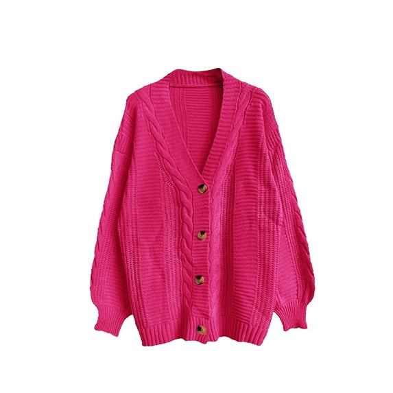 Women Cardigan Knitted Button Down Light Hot Pink Sweaters for Women Comfort Colors Fall Outfits Women'S Clothes