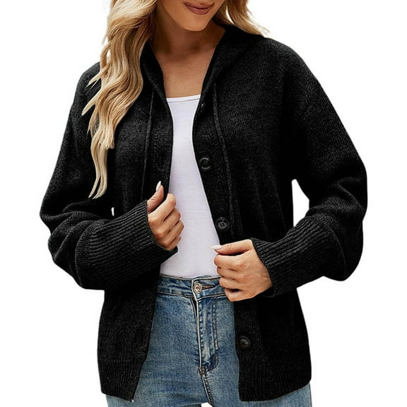 Women Cardigan Knitted Button Down Lightweight Black Cardigan Warm Sweaters Winter Outfits Women'S Clothing