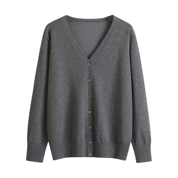 Women Cardigan Long Sleeved Knit Solid Color And Elegant Sweater. Lightweight Outwear Coats