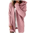 thumbnail image 1 of Women Cardigan Open Front Knitted Hooded Sweater Sweaters Lightweight Outwear Coats, 1 of 5