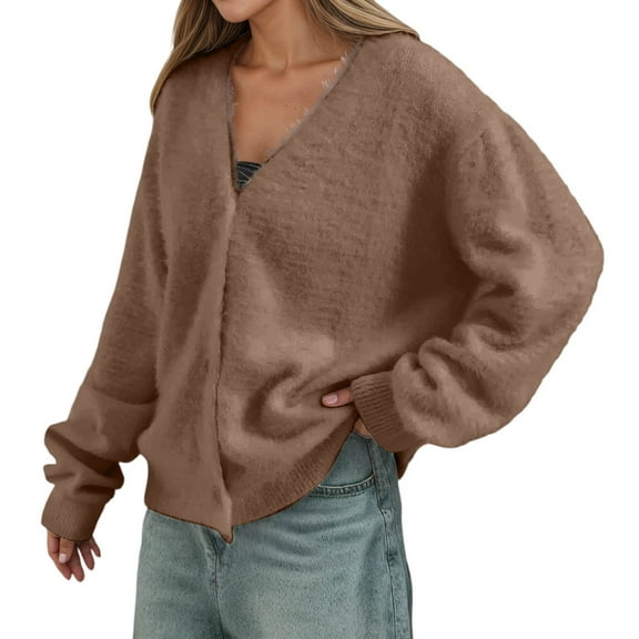 Women Cardigan Soft Long Sleeve Knit Sweater Open Front Loose Fit Casual Outwear Cozy Top Outfits Clothes