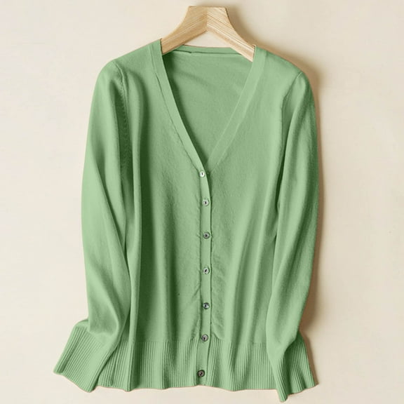 Women Cardigan Sweater Long Sleeve Knit V-Neck Button Down Women Cardigan Open Front Mint Green Cardigan Fall Outfits