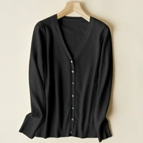 Women Cardigan Sweater Long Sleeve V Neck Knitted Button Down Sweaters for Women Open Front Black Cardigan Fall Outfits
