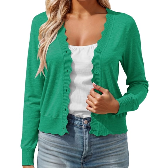 Womens Cardigan Women'S Long Sleeve V-Neck Button Down Cardigan Knit Shrugs Sweater Womens Lightweight Sweaters Green Sweater for Woman Fall Cardigan