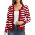 thumbnail image 1 of Women Cardigan Sweaters Long Sleeve Casual Light-Weight Button Down V-Neck Fall Sweater Red  XXL, 1 of 7