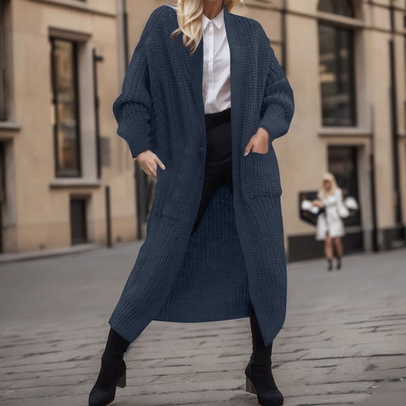 Women Cardigan Sweaters Long Sleeve Open Front Knit Long Coat Duster Cozy Fall Winter Outfits With Pockes Cardigan Duster for Women Nine Cardigan Sweater Cardigan Women Hoodie Sweaters for Women