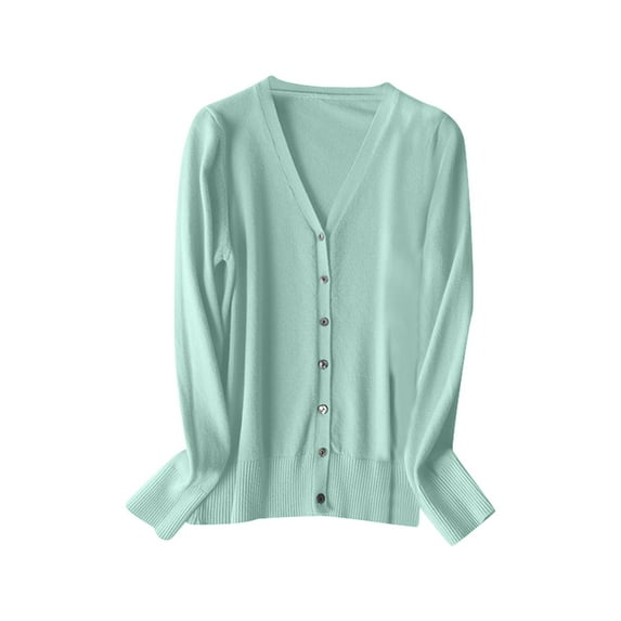 Women Cardigan V Neck Knitted Cardigan Long Sleeve Spring Fashion Lightweight Layering Top Knit Cardigans Women Mint Green XL