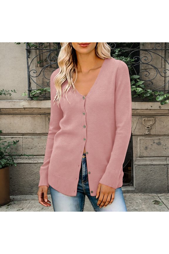 Women Cardigan Women'S Knitted V Neck Patchwork Button Up Cardigan Top