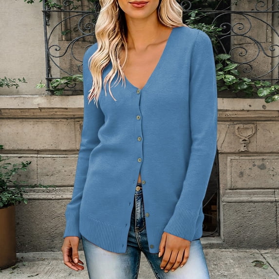 Women Cardigan Women'S Knitted V Neck Patchwork Button Up Cardigan Top