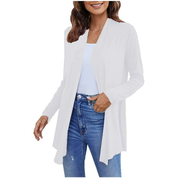 Women Cardigan Women's Open Front Cardigans Long Sleeve Casual Soft Drape Fall Cardigan Womens Cardigan Sweaters White L