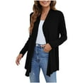 thumbnail image 1 of Women Cardigan Women's Open Front Cardigans Long Sleeve Casual Soft Drape Fall Cardigan Womens Cardigans Black XL, 1 of 7