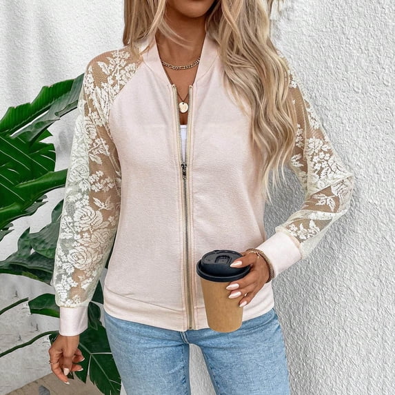 Women Cardigan Zip Up Long Sleeve Jacket, Casual Lightweight Open Front Coat for Fall Spring, Slim Fit Layering Outerwear with Soft Polyester Fabric