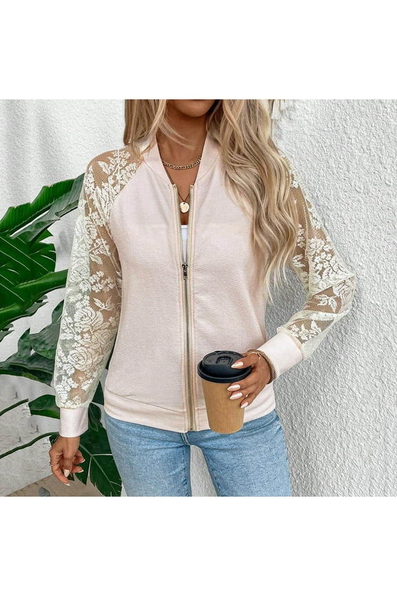 Women Cardigan Zip Up Long Sleeve Jacket, Casual Lightweight Open Front Coat for Fall Spring, Slim Fit Layering Outerwear with Soft Polyester Fabric