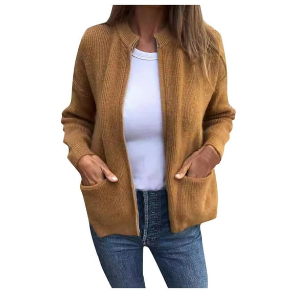 Women Cardigans Lightweight Casual Loose Fit Solid Color Minimalist Knit Sweater with Pocket Cozy Womens Sweaters