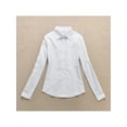thumbnail image 1 of Women Career White Shirt Casual Long-sleeved Slim Blouses Overalls Office OL Top, 1 of 5