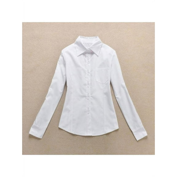 Women Career White Shirt Casual Long-sleeved Slim Blouses Overalls Office OL Top