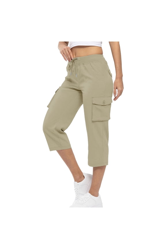 Women Cargo Capris Hiking Pants Summer Casual Drawstring High Waisted Sweatpants Loose Capri Pants With Pockets Tan Linen Pants Women Maternity Pants for Women Business Casual Casual Loose Pants for