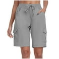 thumbnail image 1 of Women Cargo Hiking Shorts Athletic Outdoor Cargo Shorts Pants Summer Drawstring Sweat Short Pants With Pockets, 1 of 2