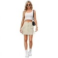 thumbnail image 1 of Women Cargo Mini Skirt Denim Jean Dress with Pocket Shallow Khaki M, 1 of 9
