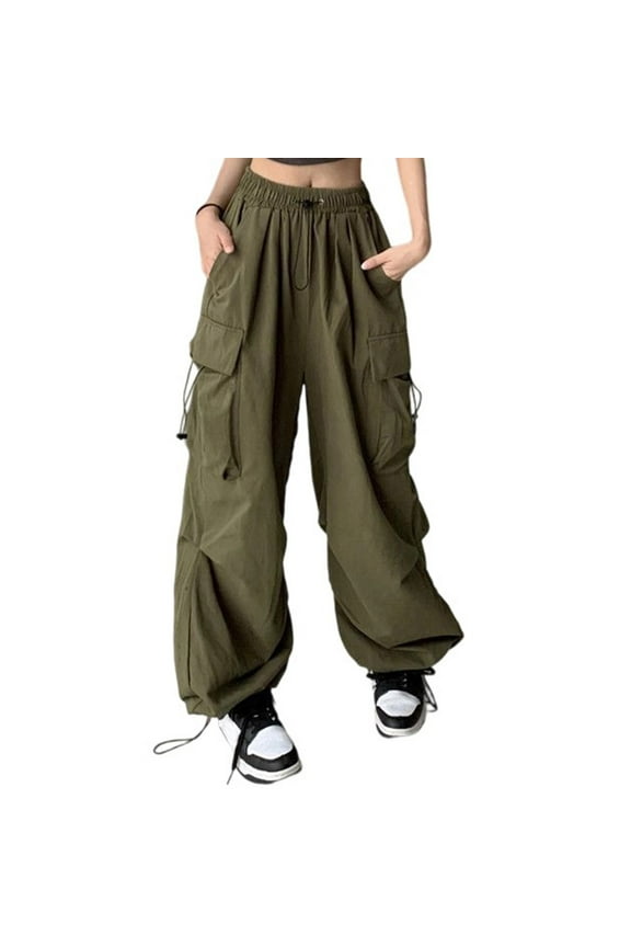 Women Cargo Pants Baggy Y2K Clothing Multi Pockets High Waist Loose Straight Leg Pants Vintage Grunge Aesthetic Clothes