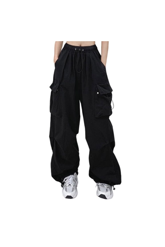 Women Cargo Pants Baggy Y2K Clothing Multi Pockets High Waist Loose Straight Leg Pants Vintage Grunge Aesthetic Clothes