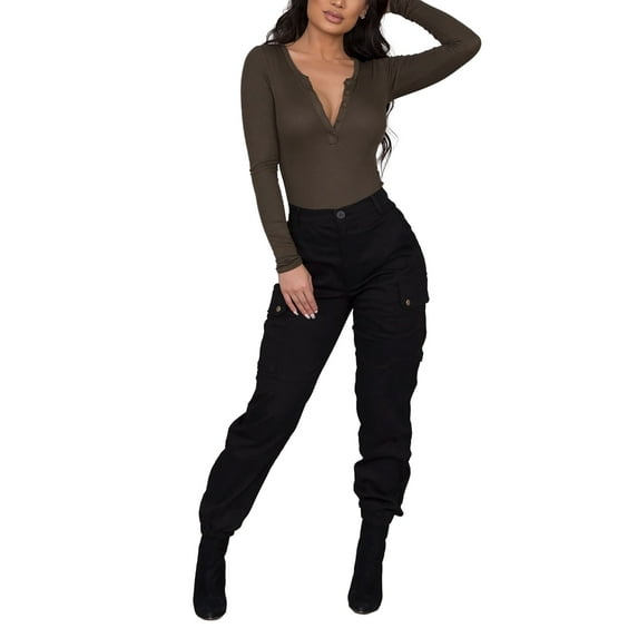 Women Cargo Pants Casual High Waist Baggy Trousers with Pockets Plus Size Streetwear