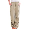thumbnail image 1 of Women Cargo Plus Size Pants Drawstring High Waisted with Pockets Parachute Lightweight Hiking Loose Joggers, 1 of 4
