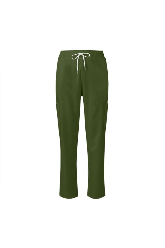 Women Cargo Scrub Pants Soft Stretch Drawstring Nursing Medical Uniform Bottoms with Pockets Women Scrub Pant Army Green M