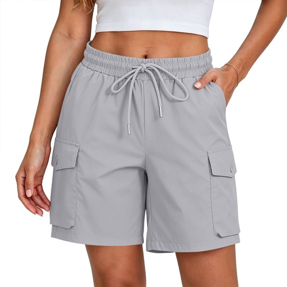 Women Cargo Shorts Outdoor Bermuda Shorts Quick Dry Hiking Short Summer Casual Drawstring Athletic Golf Short,L