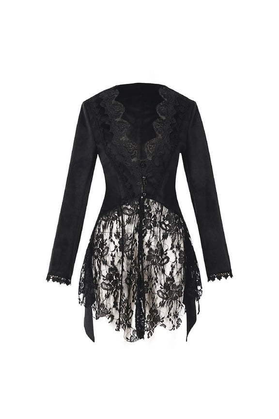 Women Carnival Short Jacket Gothic Dark Womens Sexy Lace Tuxedo Slim Jacket Dress
