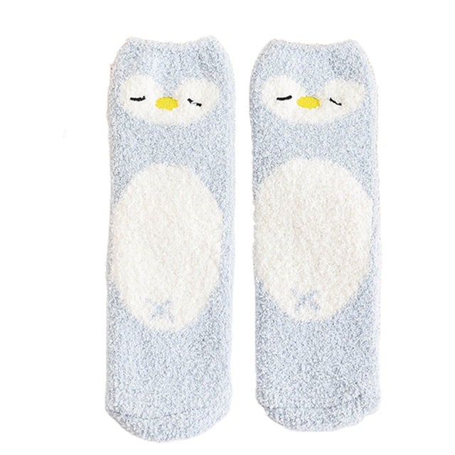 Women Cartoon Animal Winter Fuzzy Slipper Socks Cute Panda Dog for Cat ...