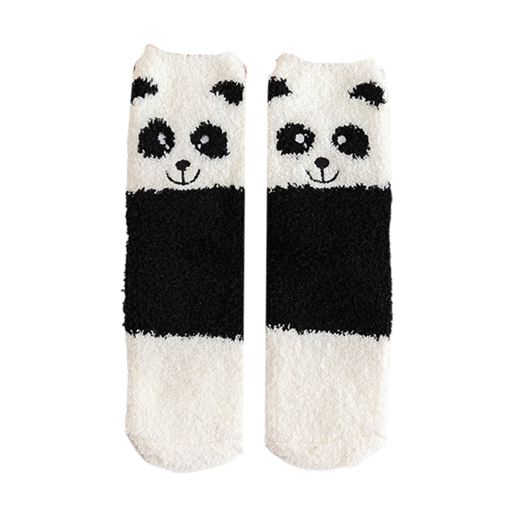 Women Cartoon Animal Winter Fuzzy Slipper Socks Cute Panda Penguin Warm ...