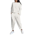 thumbnail image 1 of Women Casual 2 Piece Sweatsuits Crewneck Long Sleeve Pullover Shirts Loose Elastic Waist Sweatpants Solid Color Spring Outfits, 1 of 6