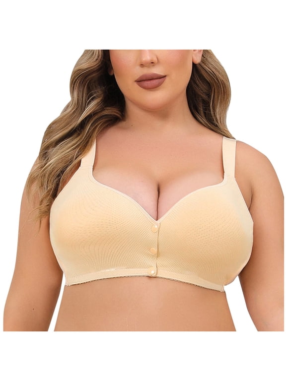 Women Casual Adjustable Breathable Top Bra Underwear Without Steel Ring Gathering And Plus Size Adjusting Bra for Everyday Comfort Beige 46C