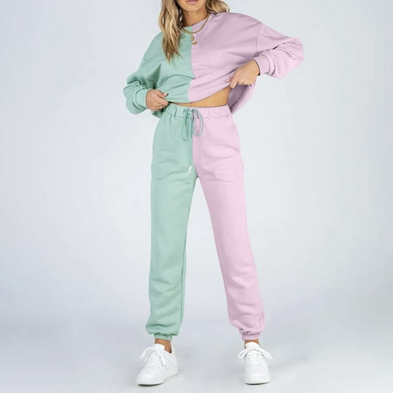 Women Casual Assorted Colors Sportswear Two Piece Loose Soft Fabric Sportswear Long Sleeve Top And Pants Sweatshirts Set plus Size Pant Suits for Women Business 16w Wedding Dress Women Dressy Pants