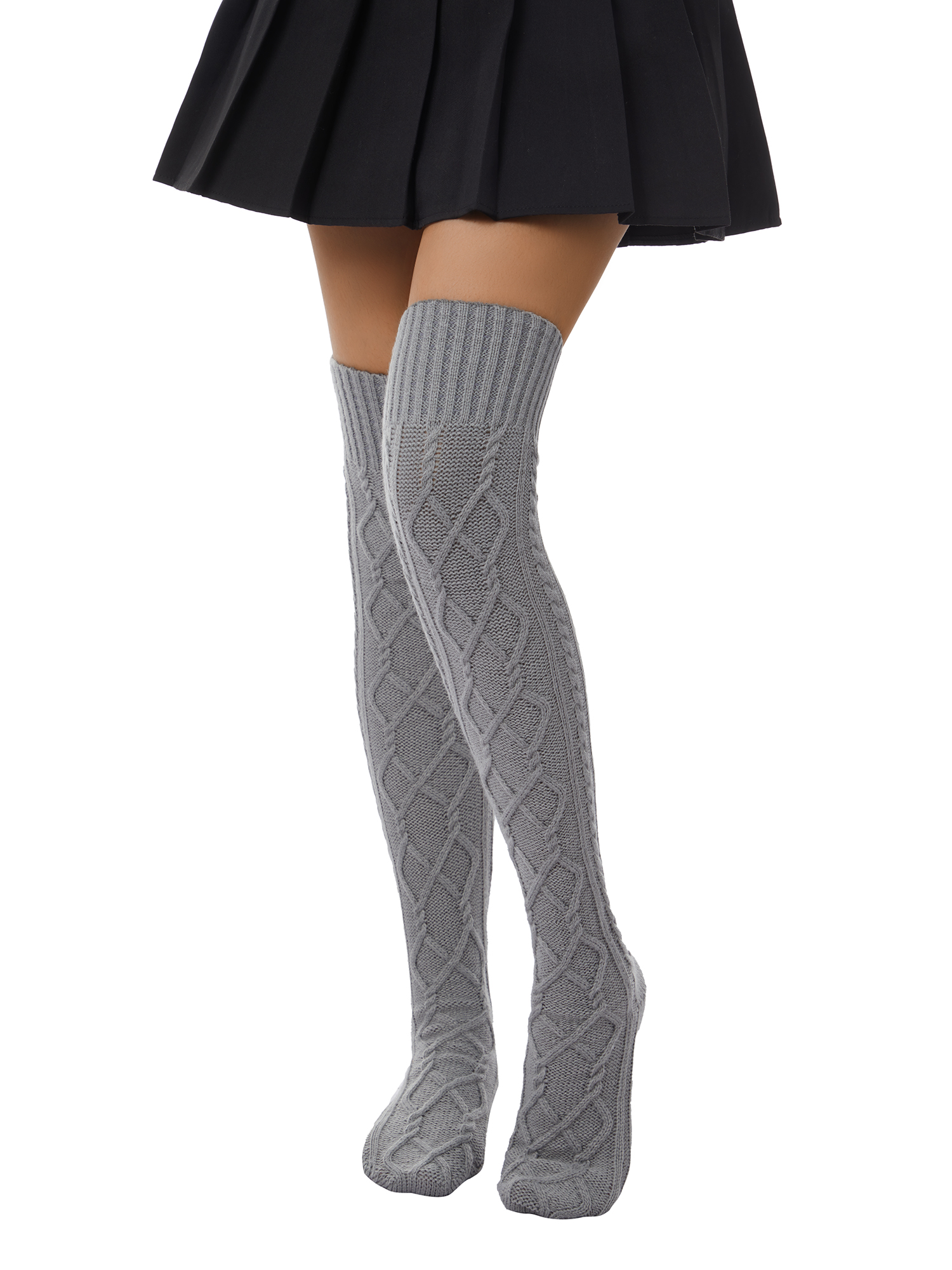 Women Casual Athlete Striped Over Knee Thin Thigh High Tights Long