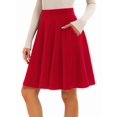 thumbnail image 1 of Women Casual Basic Knee‑Length A‑Line Skirt Flared Pleated Midi Half Skirt with Side Pockets Red XXL, 1 of 8