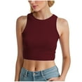 thumbnail image 1 of Women Casual Basic Sleeveless High Neck Rib-Knit Y2k Crop Tank Top, 1 of 3