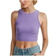 thumbnail image 1 of Women Casual Basic Sleeveless High Neck Rib-Knit Y2k Crop Tank Top, 1 of 3